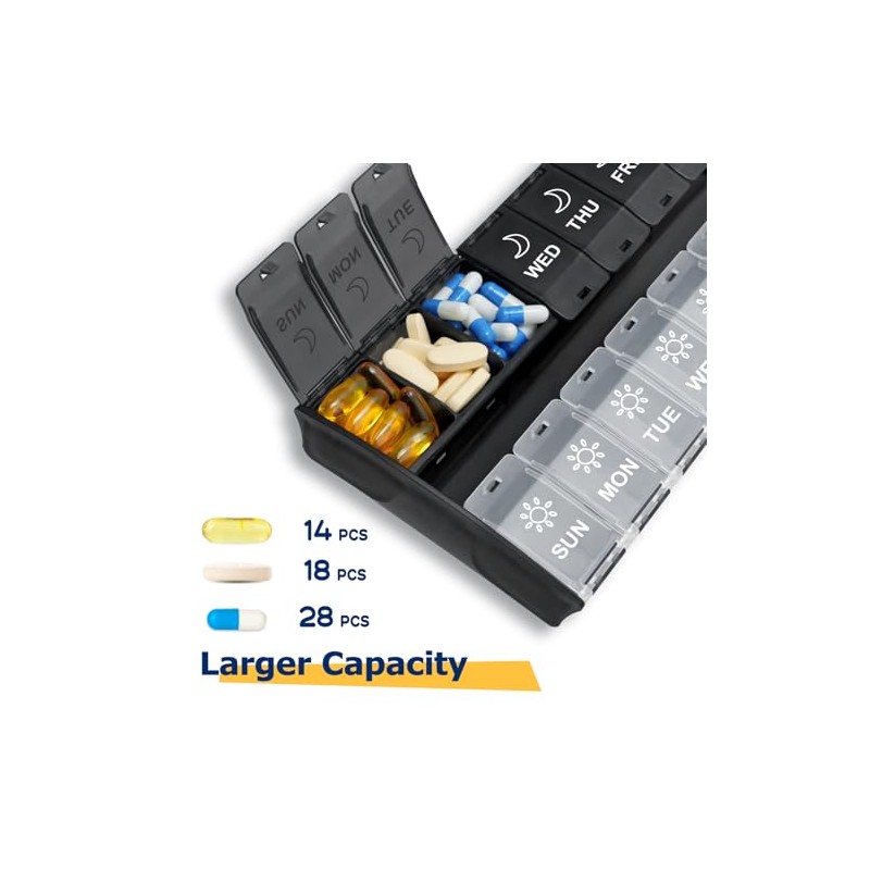 Mossime XL Pill Organizer 2 Times a Day, 7 Day