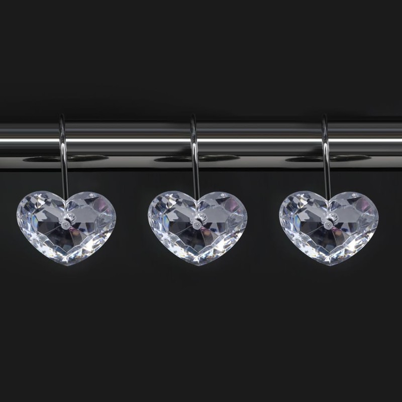 Gracelife Set of 12 Heart Shape Clear Crystal Shower Curtain