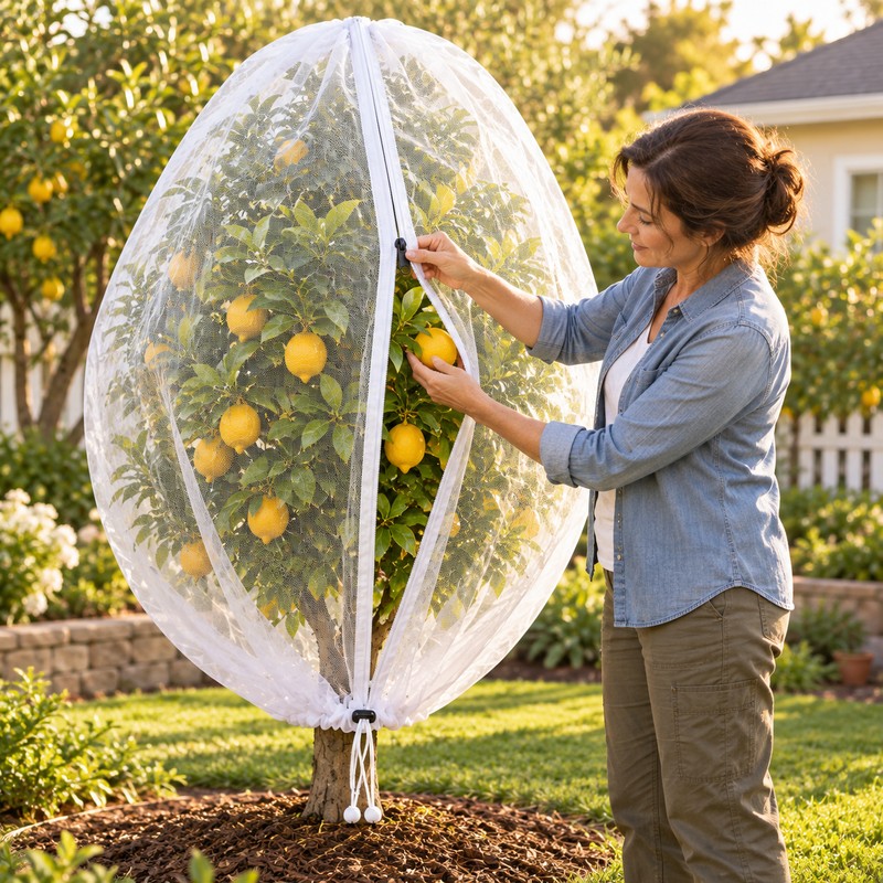 Extra-Thick Garden Netting with Drawstring & Zipper – PE Insect