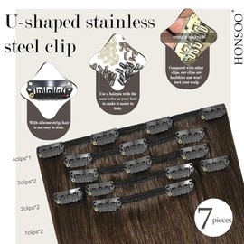 Honsoo- Material y estilo: 100% cabello humano real. Las extensiones de cabello Honsoo se pueden alisar, rizar, teñir y peinar como desees.
