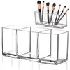 SVUPUE Make Up Brush Holder, 3 Compartments Thickened Acrylic Makeup