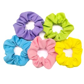 5Pcs Colorful Hair Scrunchies for Girls & Women. Soft Elastic Ponytail Holders, Hair Ties for Sports, Daily Use.