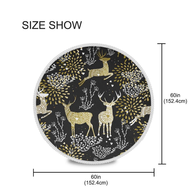 Mnsruu Christmas Tablecloths, Christmas Reindeer Decorative Table Cloth for Circular