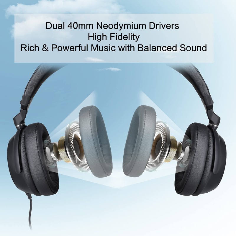Simolio Long Cord Headphones for TV and PC with Volume