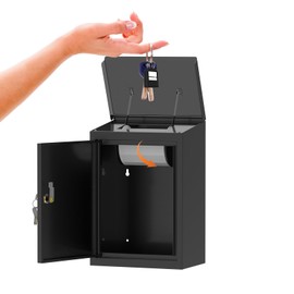 DiDiHere Key Drop Box for Automotive, Key Return Box Wall Mount, Anti-Thief & Waterproof Design for Outdoor, Heavy-Duty Secure Storage Box for Hotel,Car Rental, Large Capacity 6x10x14 Inch