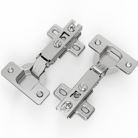Chibery 50 Pack Full Overlay Cabinet Hinges, Regular Standard Closing, Slide-on, Self-Closing, Frameless Concealed Euro 105 Degree Compact Hinges for Kitchen, Bathroom, 3/4" Overlay, Nickel Plated