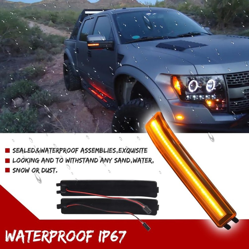 GTINTHEBOX Amber Lens Amber Led Side Mirror Marker Turn Signal