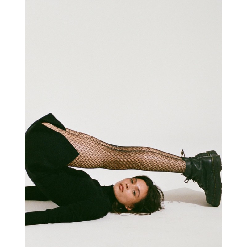 saint sass® Women's Aurora Fishnet Tights Geometric Pattern Black S/M,
