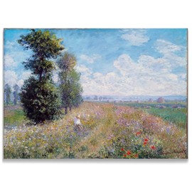 Monet Wall Art Collection Canvas Meadow with Poplars, 1875 Prints Wrapped Gallery Wall Art | Stretched and Framed Ready to Hang, 8X12