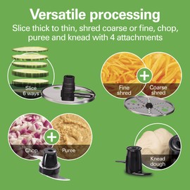 Hamilton Beach Stack & Snap 8-Cup Food Processor & Vegetable Chopper with Adjustable Slicing Blade, Built-in Bowl Scraper & Storage Case, Silver (70820)