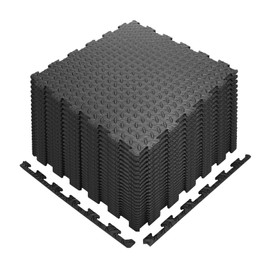 SAFRI Soft Interlocking Floor Mats EVA Foam-Rubber Non Slip Tiles 60cm x 60cm x 10mm (Black, Pack 8-128 SQ FT - 32 Mats)