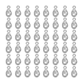 PATIKIL Jewelry Making Charm, 100 Pack Diamond Raindrop Pendants Bling Crystal Charm for DIY Necklace Bracelet Earring Crafts, Silver