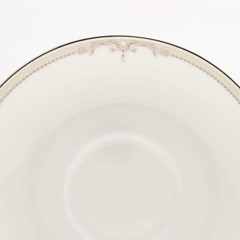 Narumi 51008-1946 Cup Saucer, Thin Pearl Accent, Arabesque, Platinum, Silver,