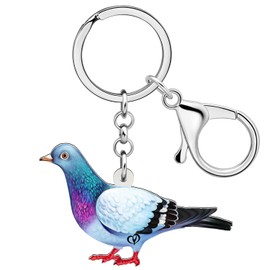 DUOWEI Cute Pigeon Keychain Acrylic Pigeons Bird Keyring Handbag Purse Decoration for Women Teen Girls Charm Gifts, Pigeon B, Medium