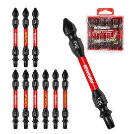GEINXURN 10-Piece PH2/T25 Phillips Torx Impact Resistant Double End Screwdriver Bit Set, 65 mm #2 Phillips Tx 25 Bit Set, Magnetic, Made of S2 Steel, with Storage Box