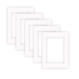 nielsen Conservation Passepartout Cardboard 2.2 mm | Set of 5 | External Format 13 x 18 cm for Picture Size 9 x 13 cm | Pure White (Light White) | Smooth Surface
