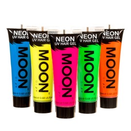 Moon Glow 20ml Neon UV Hair Gel - Temporary Wash-out Hair Colour dye - Choose from 8 colours (Set of 5)