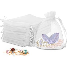100 Piezas Bolsas de Organza, Pequeñas Bolsas de Regalo de Malla, Organza Bolsas de Regalo para Joyas, Bolsas de Regalo de Boda con Cordón, 10×16 CM Bolsa de Regalo con Cordón