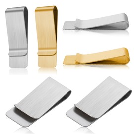 HUSHRICH 6Pcs Stainless Steel Money Clip, Slim Cash Clip Metal Wallet Bill Card Clips Small Money Clips for Cash and Credit Card Invoice Holder (Gold Silver)