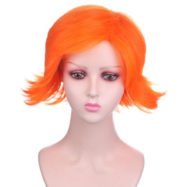 WAVELNM Women Orange Wig Ginger Wigs for Girls Women Side Part Wig Short Bob Wig for Lady Cosplay Wig Synthetic Wigs with Wig Cap
