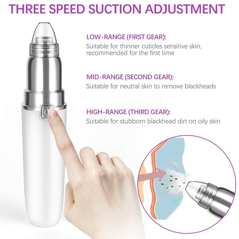 Blackhead Remover Vacuum 3 Suction Level Electric Pore Cleanser with