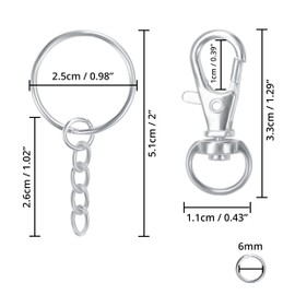 BELLE VOUS 180 Pack Metal Swivel Snap Lobster Hook Clasps, Key Rings with Chain and Open Split Jump Rings - Small Trigger Claw Clasp Clips for Keychains, Lanyards, DIY Crafts & Jewellery Making