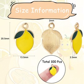DanLingJewelry 100Pcs Fruit Theme Charms Enamel Lemon Charms Food Lemon Charms for Bracelets Jewellery Making