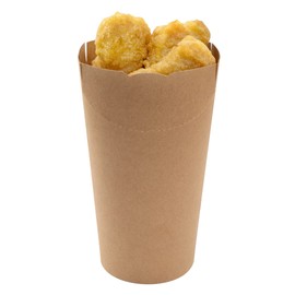 Restaurantware Bio Tek 20 Ounce French Fry Cups 100 Disposable French Fry Holders - With Fold-Down Cover Tab Lock Closure Kraft Paper Fry Cups For Onion Rings Chips or Popcorn Stackable