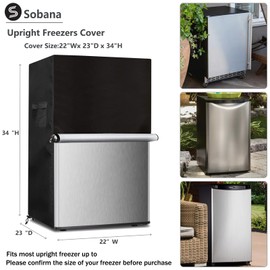 Sobana Upright Freezers Cover,Waterproof Outdoor Fridge Cover with Double Zipper for 3.0 Cubic Compact Mini Freezer (22" W x 23" D x 34" H,Black)