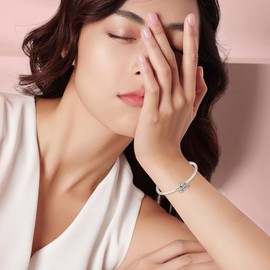 MITSOKU 925 Sterling Silver Beads Pumpkin Carriage Dangle Charm for Bracelet Necklace Christmas Mother's Day Jewelry for Women with Zirconia