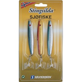 Solvkroken Stingsilda Pack of 3 Baits for Cod, Halibut & Pollock, Sea Bait for Norway, Iceland, Denmark, Baltic Sea, Weight/Length/Hook Size: 40 g - 8.0 cm - Size 2
