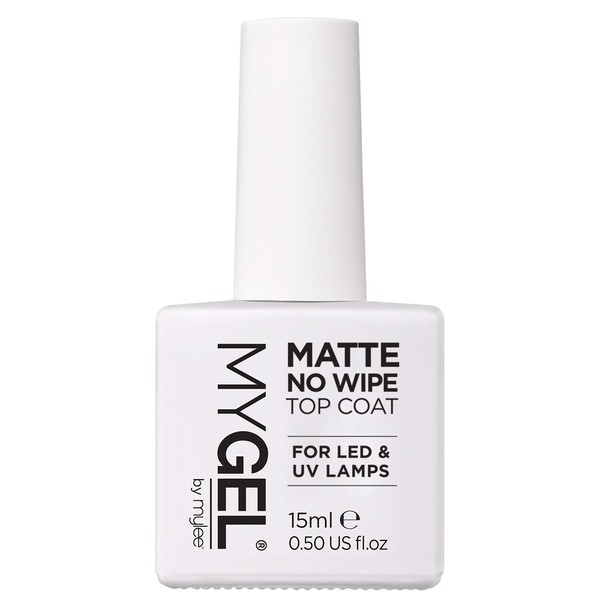 Mygel by Mylee Nail Polish Matte No-Wipe Top Coat 15ml UV/LED Soak Off Nail Art Manicure Pedicure Professional Use Lasts Up to 2 Weeks Easy to Apply No Chips