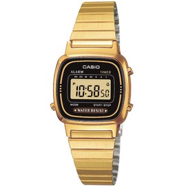 Casio LA-670WG-1 Damen-Armbanduhr, Quarz, digital, vergoldetes Zifferblatt, Armband aus vergoldetem Metall