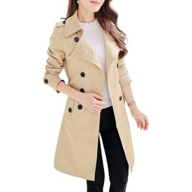 NANJUN Women's Double Breasted Trench Coat Overcoat (khaki 6)