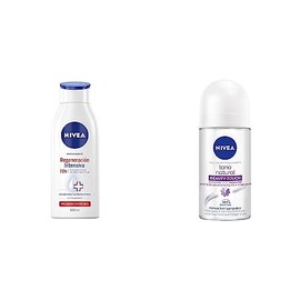 NIVEA Crema Corporal Humectante Regeneracin Intensiva (400 ml) con Dexpantenol  Desodorante Aclarante para Mujer Tono Natural Beauty Touch (50 ml)