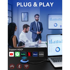 TPUFO Wireless HDMI Transmitter and Receiver, 4K Decode 1080P Output, 2.4G/5G Plug & Play, for Streaming Video/Audio/Files, Audio Sync, USB-C to HDMI Adapter, No Need App/Bluetooth/WiFi