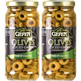 Gefen Sliced Green Olives 4.5oz (2 Pack), All Natural
