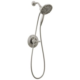 Delta Arvo 14 Series Brushed Nickel Shower Faucet Set with In2ition 2-in-1 Dual Shower Head with HandHeld Spray Combo, Valve Trim Kit, SpotShield Stainless 142840-SP-I (Valve Included)