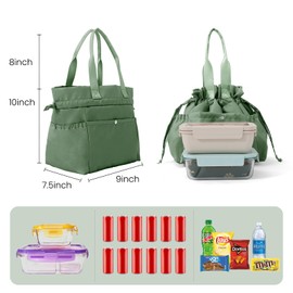 Mum's memory Cute Lunch Bag For Women Reusable Large Insulated Drawstring Lunch Bag Stain-Resistant And Water-Repellent Lunch Bag For Office Work Picnic Portable Lunch Bag