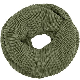 CASPAR Womens Elegant Simple Knitted Winter Loop Scarf PREMIUM QUALITY - SC404, Farbe:oliv grün;Mode Größe:One Size