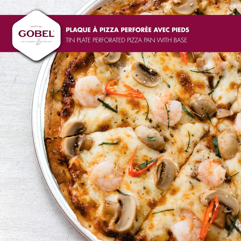 Gobel Perforated Pizza Pan Tin, 34cm