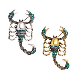 Acxico 2Pcs Scorpion Insect Brooch Enamel pin Metal Lapel pin Men Jewelry Gifts brooches for Women Rhinestone Brooch