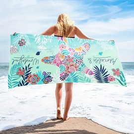 Sand Resistant Beach Towel, Vacation Beach Accessories, Quick Drying Super Fiber Beach Towel, Super Absorbent, Travel Swimming Pool Diving Surfing, Bathroom Accessories (Starfish)