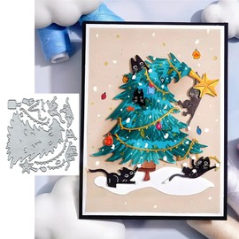 Christmas Tree Star Snowflake Cat Metal Die Cuts,Spring Sunflower Frame Leaf Cutting Dies Cut Stencils for DIY Scrapbooking Album Decorative Embossing Paper Dies for Card Making