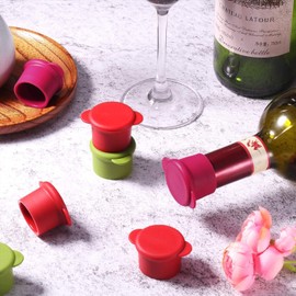 Silicone Wine Stoppers - Wine Gifts - Bottle Covers - Reusable Beverage Corks - Keep Wine Fresh for Days with Air-Tight Seal - Set of 4