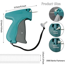 BEANPRECOY Standard Clothing Price Tag Gun Kit, 1 Clothes Label Tagging Gun with 6 Replacement Needle and 2000 Barbs Fasteners, Hang Tag Labels Tags Gun for Clothes, Socks, Hat, Fashion Store (A)