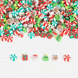 DAHI 300 x Christmas Beads, Polymer Clay Beads, Soft Ceramic Beads, Christmas Clay Beads for DIY Bracelet, Necklace, Earrings (B)
