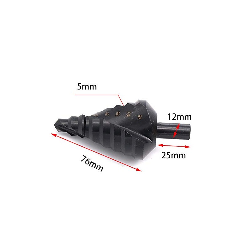Mengshen HSS Step Drill Bit Set 10-45mm Spiral Flute, Triangle