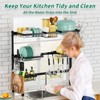Over The Sink Dish Drying Rack,Expandable Length 3-Tier Large Stainless