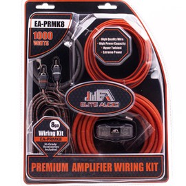 Elite Audio EA-PRMK8 - Kit de cableado premium de calibre 8 - Potencia máxima de 1000 W - Cable de aluminio revestido de cobre, alta capacidad de potencia, cables hipertrenzados